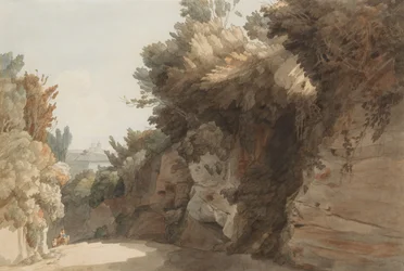 Widok w pobliżu Arco Scuro, patrząc w kierunku Villa Medici, Rzym, 1785.