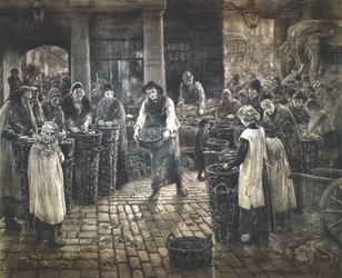 „Scena z Covent Garden – stojące pracownice”, ok. 1862-1935.