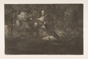 Tablica 18 z „Disparates”: Ptaki ze stada piór razem, ca. 1816-23 opublikowany 1864.