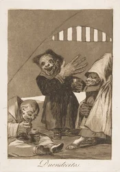 Tablica 49 z Los Caprichos: Hobgoblins Duendecitos., 1799.