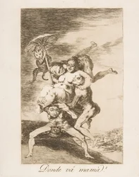 Tablica 65 z Los Caprichos: Dokąd idzie mama Donde vá mamá, 1799.