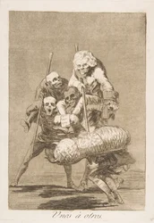 Tablica 77 z „Los Caprichos”: Co się robi drugiemu Unos á otros., 1799.