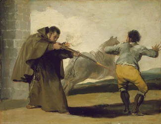 Brat Pedro strzela do El Maragato, gdy jego koń ucieka, ok. 1806 r.