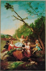 Huśtawka, kreskówka na gobelin (obraz na płótnie)