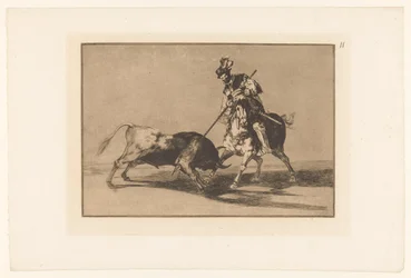 Rodrigo Diaz de Vivar Verwondt een stier El Cid Campeador przebija kolejnego byka Stierengevechten (tytuł serii) La Taureamachie (tytuł serii) Walka byków (tytuł serii)