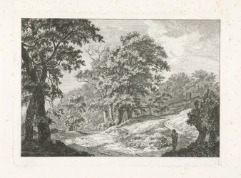 Krajobraz z dwiema postaciami przy drodze