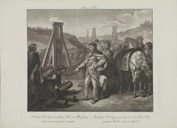 Bolesław I Polski wbija słupy graniczne na Łabie i Saale autorstwa Smuglewicza, Franciszka (1745-1807). Litografia, koniec XVIII w. Kolekcja prywatna