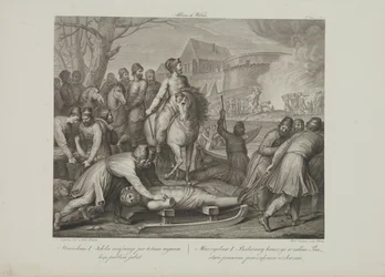 Zniszczenie pogańskich bogów przez Mieszka I Polski przez Smuglewicza, Franciszka (1745-1807). Litografia, koniec XVIII w. Kolekcja prywatna