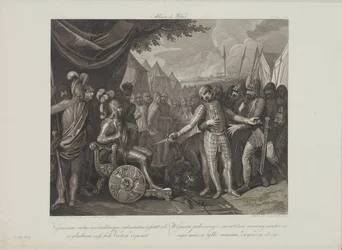 Wichmann II Młodszy poddaje się Mieszka I Polski przez Smuglewicza Franciszka (1745-1807). Litografia, koniec XVIII w. Kolekcja prywatna