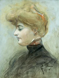 Głowa kobiety o blond włosach, ok. 1895 r.