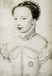 Portret Małgorzaty de Valois, znanej jako królowa Margot (1553-1615), królowej Nawarry, pierwszej żony Henryka IV, według François Cloueta