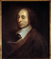Portret Blaise Pascal (1623-1662) (h s/t 0,70 x 0,56) autorstwa Francois Quesnela (1637-99).