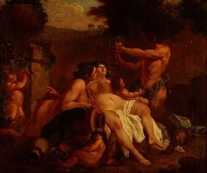 Bachus Merrymaking przy kamiennej urnie w Dell
