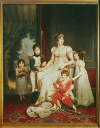 Karolina Bonaparte, siostra Napoleona, królowa Neapolu z dziećmi ...