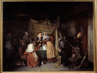 Sibylle Saying Good Adventure to Young Men Malarstwo Francois Auguste Biard (1799-1882) 1827 Lyon, Musee des Beaux Arts
