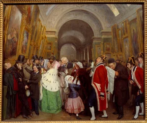 Cztery godziny w Salonie Zamknięcia dorocznej wystawy malarstwa w Grande Galerie du Louvre. Obraz Francois Auguste Biard (1798-1882) 1847 Nd. 0,57x0,67 m²