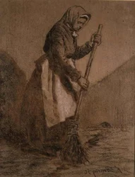 Kobieta zamiatająca