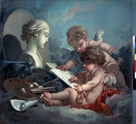 ""Alegoria Malarstwa"" (Amory. Alegoria Malarstwa) Obraz Francois Bouchera (1703-1770) ok. 1760 Wymiary 82x87 cm Ermitaż, Sankt Petersburg (Sankt-Petersburg)
