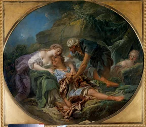 Amintas (lub Amyntas) powraca do życia w ramionach Sylvie Wnuk boga Pana powraca do niego w ramionach Sylvie, w której jest zakochany.” Obraz Francois Bouchera (1703-1770). 1756. wym. 1,20 x 1,36 m Wycieczki, Musee des Beaux Arts