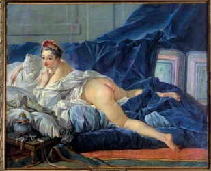 Odaliska Młoda Kobieta siedzi na sofie. Obraz Francois Bouchera (1703-1770) 1752 Reims musee des Beaux Arts