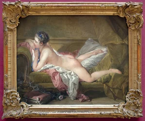 Młoda dziewczyna leżąca (portret Marie Louise O Murphy). Naga na sofie lub blond odaliska. (Marie-Louise O