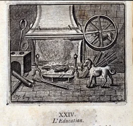 Edukacja. Bajki Jean de La Fontaine (1621-95). Ilustracja Francois Chauveau (1613-1676). Wydanie z 1728 r.