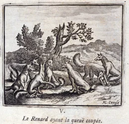 Ilustracja z „Bajek Jeana de la Fontaine” (lito)
