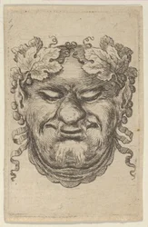 Maska Bachusa z wieńcem z liści winogron i wstążką, z Divers Masques, ca. 1635-45.