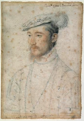 Portret François de Lorraine, księcia Guise (1520-1563). Rysunek krwi i czarnego kamienia – Clouet Francois (1515-1572)