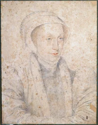 Portret Marie Stuart Agee (1542-1587), królowej Francji i Szkocji Rysunek a la sanguine autorstwa Francois Cloueta (1515-1572) XVI wiek. Muzeum Conde, Chantilly