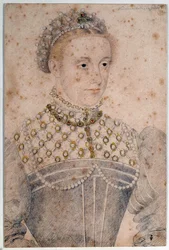 Portret młodej Marii Stuart (1542-1587), królowej Francji i Szkocji. Rysunek ołówkiem François Cloueta (1515-1572). XVI wiek. Chantilly, Muzeum Condé