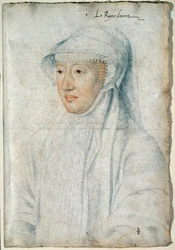 Portret królowej Eleonory Habsburgów (1498-1558), drugiej żony Franciszka I. Rysunek czarnym kamieniem i krwią autorstwa Francois Cloueta (1515-1572)