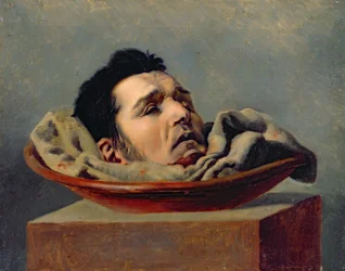 Zgilotynowana głowa ojcobójcy straconego w Puy w 1825 roku
