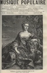 Portret Marii Pelissier (lub Pellissier) (1707-1749), francuskiej śpiewaczki operowej - rycina wg obrazu Huberta Drouais - rycina w tygodniku ilustrowanym „La musique populaire”” - 1882