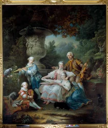 Rodzina Louisa Francois du Bouchet, markiza Sourches i Grand Prevot Francji Obraz Francois Hubert Drouais (1727-1775) 1756 Nd. 3,24 x 2,84 m²