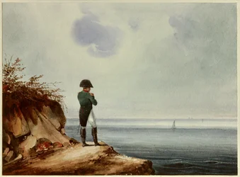 Całopostaciowy portret cesarza Napoleona I (1769-1821), akwarela François Josepha Sandmanna (1805-1880) według wskazówek Louisa Marchanda. 1820. Wymiary: 0,14 x 0,19 m. Malmaison, Muzeum Zamkowe