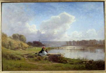 Brzegi Sekwany w Meudon w 1861 r. Obraz Francois Louis Francais (1814-1897) 1861 Nantes, Muzeum Sztuk Pięknych