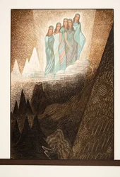 Oceanides, ilustracja z Prométhée Enchaîné autorstwa Ajschylosa, wyd. 1941 (druk szablonowy)