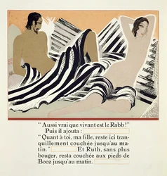Ruth odpoczywająca u stóp Boaza, z „Ruth et Booz”, przekład J.C. Mardrus, wydanie 1930