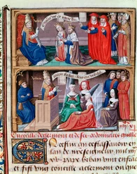 Sobór w Clermont (1095): kazanie o pierwszej krucjacie wygłoszone przez Urbana II - ekskomunika Filipa I, króla Francji, i Bertrady z Montfort przez papieża Urbana II w 1095 roku - papież Urban III przemawia do czterech młodych kobiet