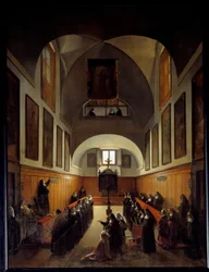 Zabranie ubrania młodej dziewczyny z Albano w chórze klasztoru św. Klary w Rzymie. Obraz Francois Mariusa Graneta (1775-1849)