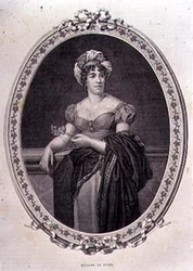 Portret Madame de Stael (1766-1817) rytowany przez Johna Quartleya (grafika)
