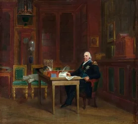 Ludwik XVIII (1755-1824) w swoim gabinecie w Tuileries (olej na płótnie)