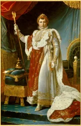 Całopostaciowy portret Napoleona I w szatach koronacyjnych (1769-1821), cesarza Francuzów. 1805. Wymiary: 2,23 x 1,43 m. Wersal, Muzeum Pałacowe