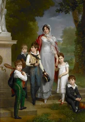 Portret Louise-Antoinette-Scholastique Guéhéneuc, Madame la Maréchale Lannes, Duchesse de Montebello, z jej dziećmi