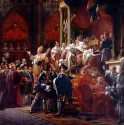 Koronacja króla Karola X, 29 maja 1825 r. w katedrze w Reims, ok. 1827 r. (więcej)