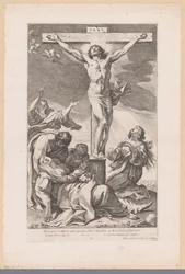 Chrystus aan het kruis Ale było tam dużo kobiet (...) (tytuł na obiekcie)