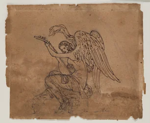 Alegoryczna postać z lutnią, ok. 1825 (tusz i kreda na papierze)