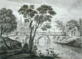 Projekt Ruinous Bridge do ogrodu w Syon House, opublikowany 1778 (rycina)