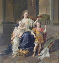 Księżna de la Ferte z księciem Bretanii i księciem Anjou (Ludwik XV) c.1712 (olej na płótnie)